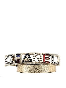 Chanel Logo Letters Cutout Buckle Belt Leather with Metal, Crystals, Faux Pearls and Resin Thin (view 1)