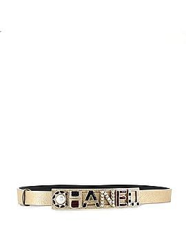 Chanel Logo Letters Cutout Buckle Belt Leather with Metal, Crystals, Faux Pearls and Resin Thin (view 2)