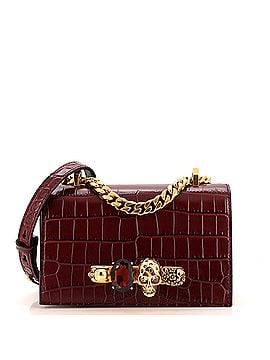 Alexander McQueen Jeweled Flap Bag Crocodile Embossed Leather Small (view 1)