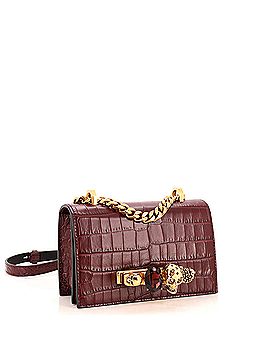 Alexander McQueen Jeweled Flap Bag Crocodile Embossed Leather Small (view 2)