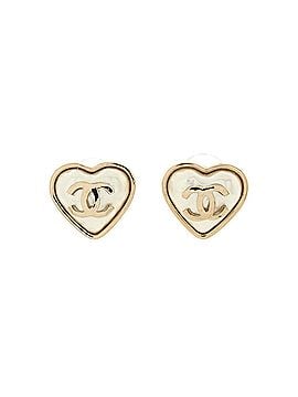 Chanel CC Heart Stud Earrings Metal and Faux Pearl (view 1)