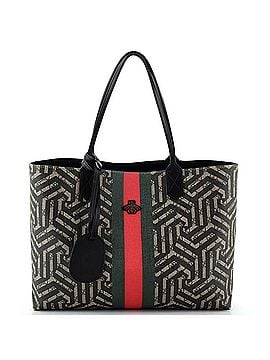 Gucci Bee Web Shopping Tote Caleido GG Coated Canvas Medium (view 1)