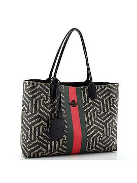 Gucci Bee Web Shopping Tote Caleido GG Coated Canvas Medium (view 2)