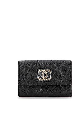 Chanel Textured CC Flap Card Case Quilted Caviar (view 1)