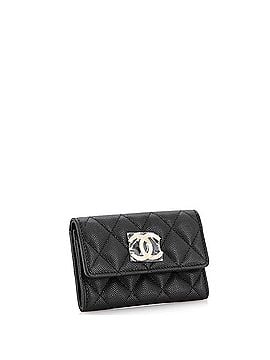 Chanel Textured CC Flap Card Case Quilted Caviar (view 2)