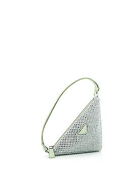 Prada Triangle Top Handle Pouch Bag Crystal Embellished Satin Mini (view 2)
