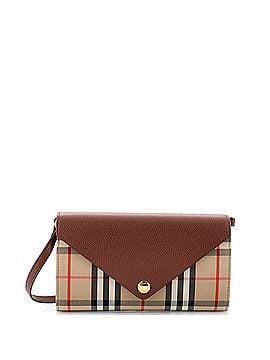 Burberry Hannah Envelope Wallet on Strap Leather and Vintage Check Canvas (view 1)