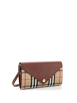 Burberry Hannah Envelope Wallet on Strap Leather and Vintage Check Canvas (view 2)