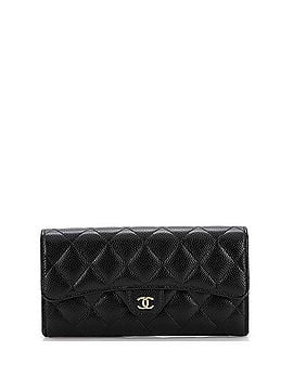 Chanel CC Gusset Classic Flap Wallet Quilted Caviar Long (view 1)