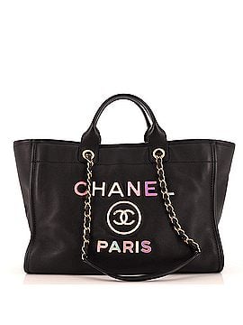 Chanel Deauville Tote Calfskin with Enamel Logo Medium (view 1)
