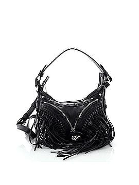 Versace Repeat Hobo Fringed Leather Mini (view 1)