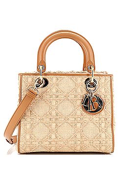 Christian Dior Lady Dior Bag Cannage Embroidered Raffia with Leather Medium (view 1)