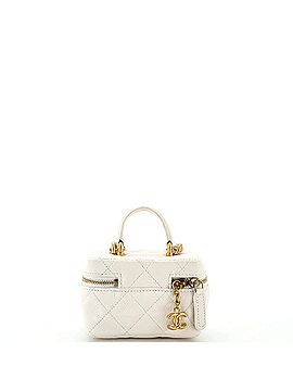 Chanel Top Handle Zip Around Vanity Case with Chain Quilted Caviar Mini (view 2)