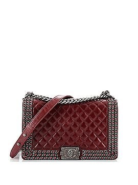 Chanel Chained Boy Flap Bag Quilted Glazed Calfskin New Medium (view 1)