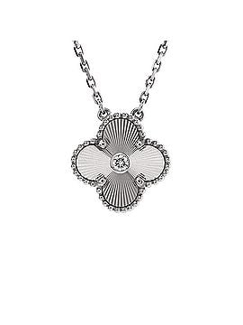 Van Cleef & Arpels Vintage Alhambra Pendant Necklace Guilloche 18K White Gold with Diamond (view 1)
