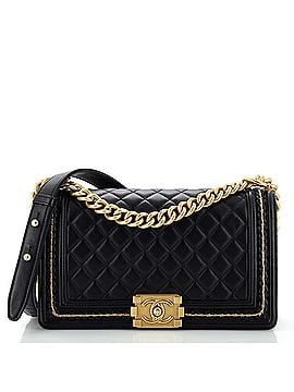 Chanel Boy Flap Bag Quilted Lambskin with Chain Detail Old Medium (view 1)