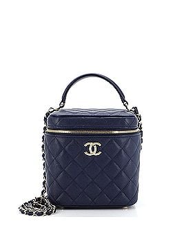 Chanel CC Top Handle Vanity Case with Chain Quilted Caviar Small (view 1)