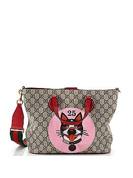 Gucci Convertible Soft Tote Mystic Cat Print GG Coated Canvas Small (view 1)
