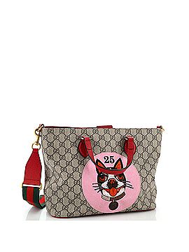 Gucci Convertible Soft Tote Mystic Cat Print GG Coated Canvas Small (view 2)