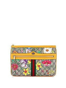 Gucci Ophidia Zip Pouch Flora GG Coated Canvas Large (view 1)