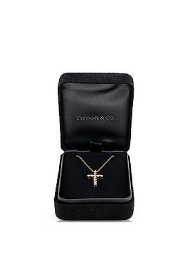 Tiffany & Co. Cross Pendant Necklace 18K Yellow Gold with Diamonds Small (view 2)