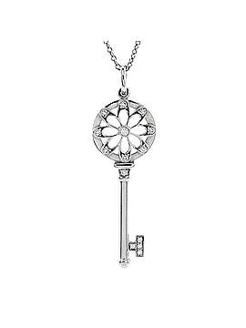 Tiffany & Co. Floral Key Pendant Necklace 18K White Gold with Diamonds (view 1)