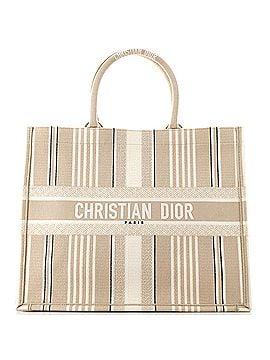 Christian Dior Book Tote Bayadere Stripe Embroidered Canvas Large (view 1)