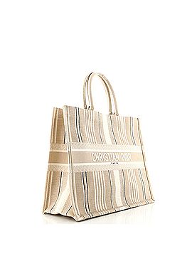 Christian Dior Book Tote Bayadere Stripe Embroidered Canvas Large (view 2)