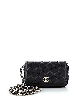 Chanel CC Flap Phone Holder with Chain Quilted Lambskin with Crochet Detail (view 1)