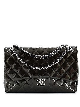 Chanel Classic Double Flap Bag Quilted Striated Metallic Patent Jumbo (view 1)