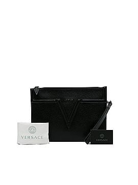 Versace V Logo Leather Clutch (view 2)