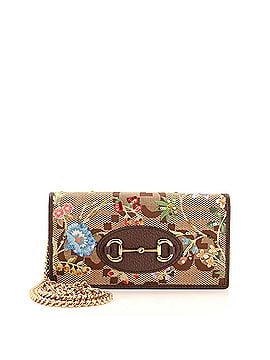 Gucci Horsebit 1955 Chain Wallet Embroidered Jumbo GG Canvas (view 1)