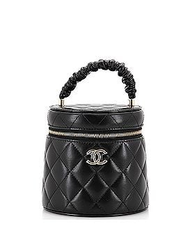 Chanel CC Ruched Top Handle Vanity Case Quilted Lambskin Small (view 1)