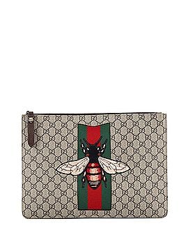 Gucci Bee Web Zipped Pouch GG Coated Canvas Medium (view 1)