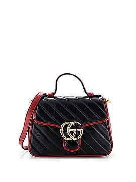 Gucci GG Marmont Top Handle Flap Bag Diagonal Quilted Leather Mini (view 1)