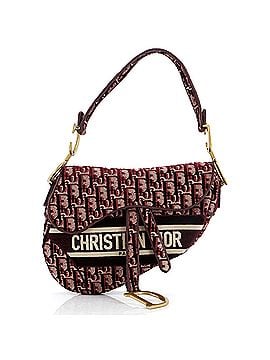 Christian Dior Saddle Handbag Logo Embroidered Oblique Velvet Medium (view 1)