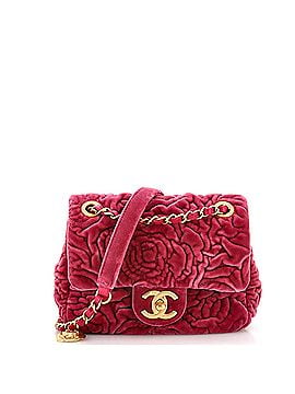 Chanel Square Classic Single Flap Bag Camellia Velvet Mini (view 1)
