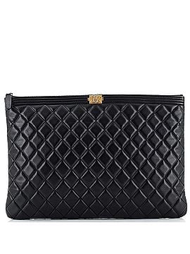 Chanel Boy O Case Clutch Quilted Lambskin Large (view 1)