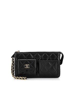 Chanel Polly Pocket Wristlet Pouch Quilted Caviar (view 1)