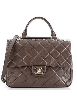 Chanel Gold Bar Top Handle Bag Quilted Aged Calfskin Large (view 1)