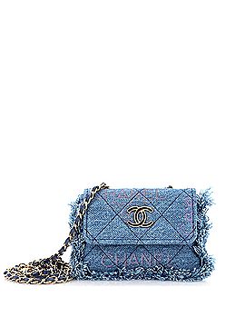 Chanel Denim Mood Flap Belt Bag Logo Printed Quilted Fringe Denim Micro (view 1)