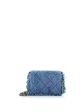 Chanel Denim Mood Flap Clutch with Chain Logo Printed Quilted Fringe Denim (view 2)