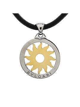 Bvlgari Tondo Sun Pendant Necklace Stainless Steel with 18K Yellow Gold and Cord (view 1)