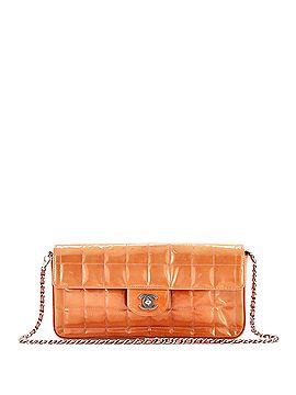 Chanel Chocolate Bar Flap Bag Quilted Patent East West (view 1)