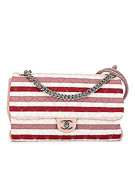 Chanel Maxi Stripe Jersey Felt and Rope Flap (view 1)