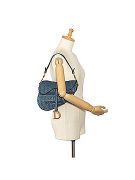 Dior Oblique Denim Saddle Bag (view 2)