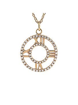 Tiffany & Co. Atlas Open Medallion Pendant Necklace 18K Rose Gold with Pave Diamonds Small (view 1)