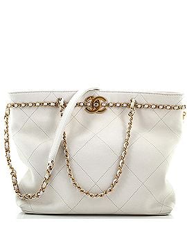 Chanel CC Lock Chain Handle Shopping Tote Quilted Calfskin Small (view 1)