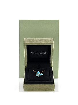 Van Cleef & Arpels Two Butterfly Pendant Necklace 18K Yellow Gold with Turquoise and Diamonds (view 2)