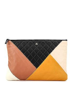Chanel O Case Clutch Colorblock Quilted Leather Large (view 1)